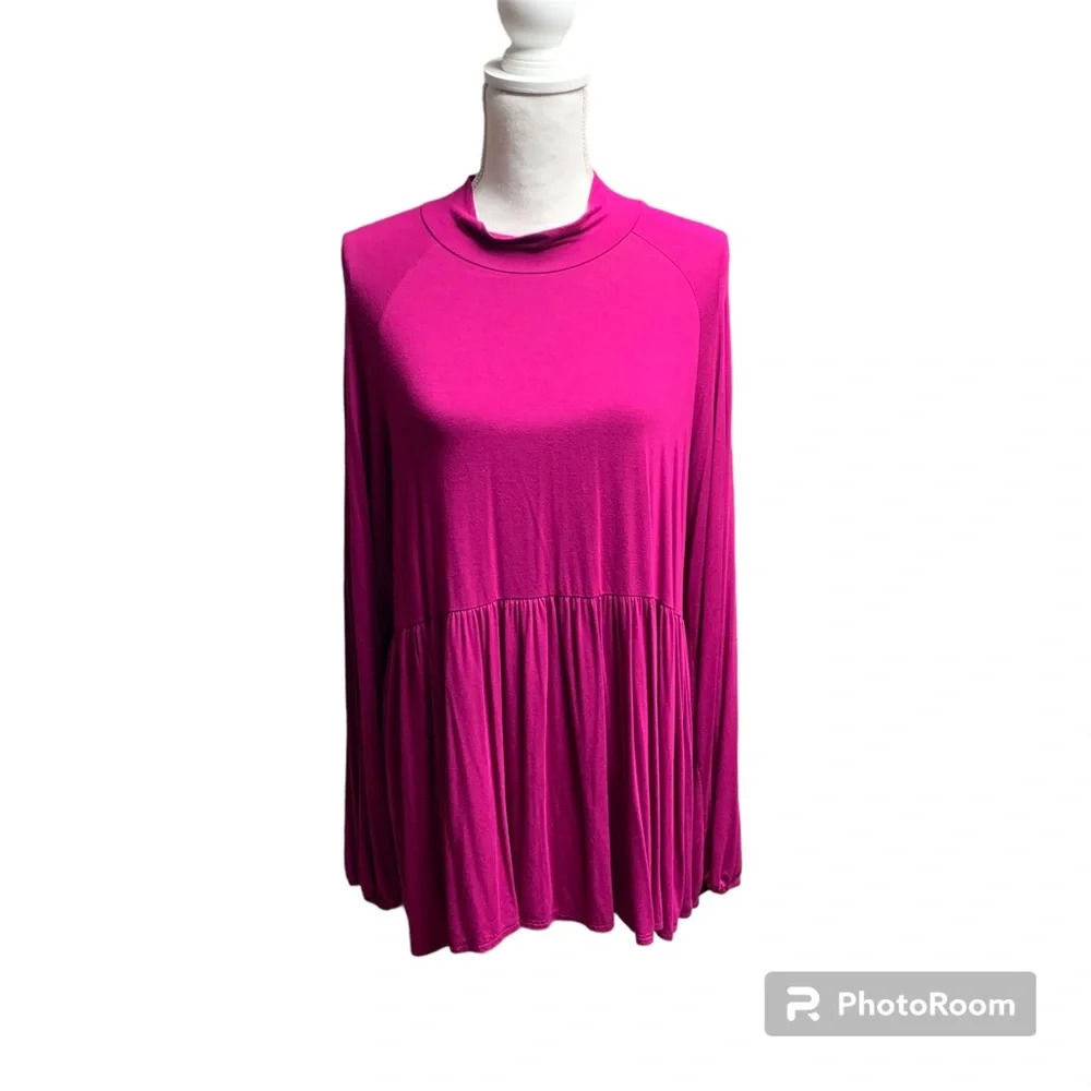 Beeson River raspberry colored tunic\dress size XL  mock turtleneck